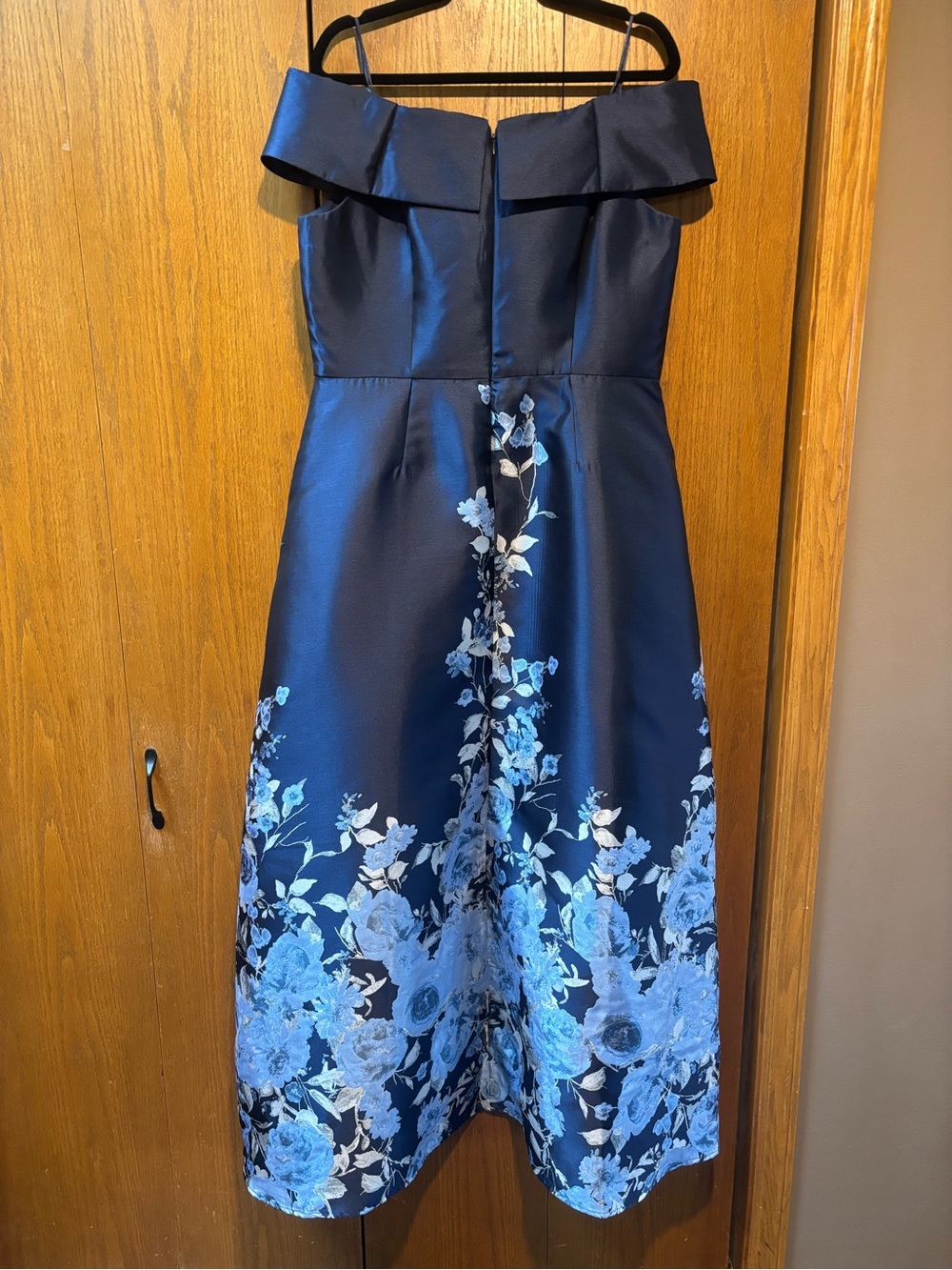 Alex Evenings Navy One-Shoulder Floral Evening Gown - Picture 9 of 9
